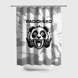 Штора 3D для ванной Radiohead рок панда на светлом фоне