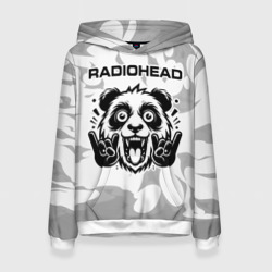 Женская толстовка 3D Radiohead рок панда на светлом фоне