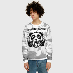 Мужской свитшот 3D Radiohead рок панда на светлом фоне - фото 2