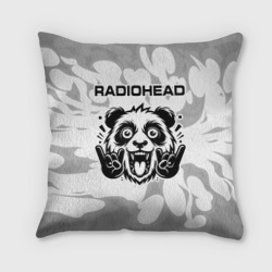 Подушка 3D Radiohead рок панда на светлом фоне