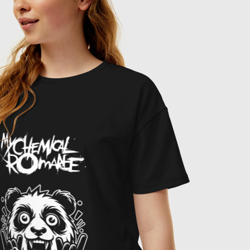 Женская футболка хлопок Oversize My Chemical Romance rock panda, цвет черный - фото 3