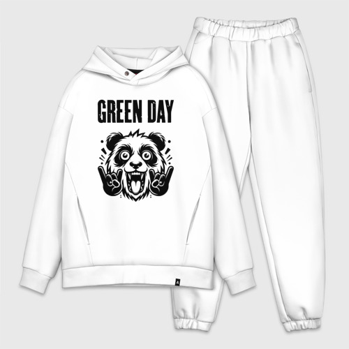 Мужской костюм oversize хлопок Green Day - rock panda, цвет белый