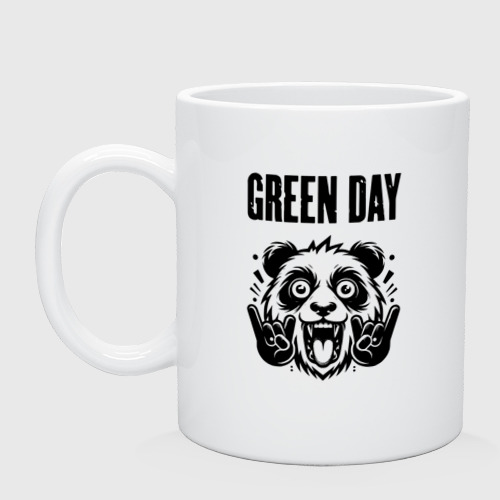 Кружка керамическая с принтом Green Day - rock panda, вид спереди #2