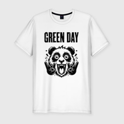 Green Day - rock panda – Мужская футболка хлопок Slim с принтом купить