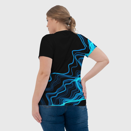 Женская футболка 3D с принтом Pantera sound wave, вид сзади #2