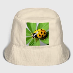 Детская панама хлопок Желтая божья коровка на листике клевера