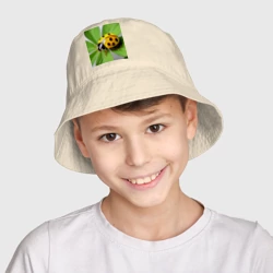 Детская панама хлопок Желтая божья коровка на листике клевера - фото 2