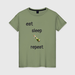 Eat sleep champagne repeat – Женская футболка хлопок с принтом купить со скидкой в -20%