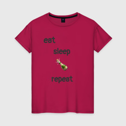 Eat sleep champagne repeat – Женская футболка хлопок с принтом купить