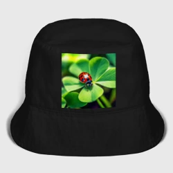 Детская панама хлопок Красная божья коровка на листике клевера