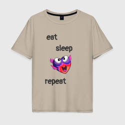 Мужская футболка хлопок Oversize Eat sleep woohoo repeat