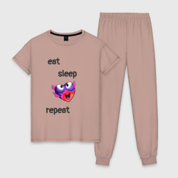 Женская пижама хлопок Eat sleep woohoo repeat