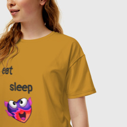 Женская футболка хлопок Oversize Eat sleep woohoo repeat - фото 2