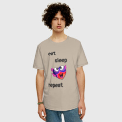 Мужская футболка хлопок Oversize Eat sleep woohoo repeat - фото 2