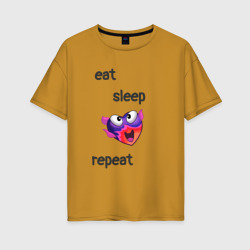 Женская футболка хлопок Oversize Eat sleep woohoo repeat