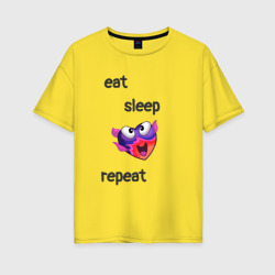 Женская футболка хлопок Oversize Eat sleep woohoo repeat