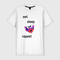 Мужская футболка хлопок Slim Eat sleep woohoo repeat