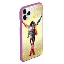 Чехол для iPhone 11 Pro матовый Michael Jackson THIS IS IT - с салютами на золотом фоне - фото 2