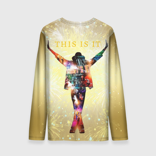 Мужской лонгслив 3D с принтом Michael Jackson THIS IS IT - с салютами на золотом фоне, вид сзади #1