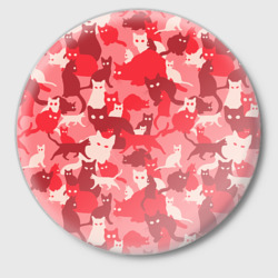 Значок Розовый кошачий комуфляж