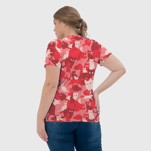 Женская футболка 3D Розовый кошачий комуфляж - фото 7