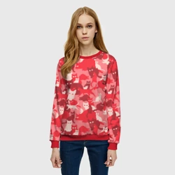 Женский свитшот 3D Розовый кошачий комуфляж - фото 2