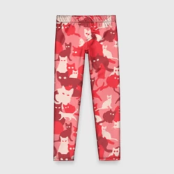 Детские леггинсы 3D Розовый кошачий комуфляж