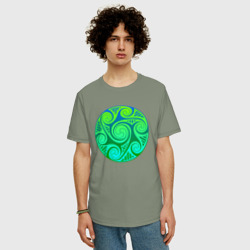 Мужская футболка хлопок Oversize Зеленый кельтский узор - фото 2