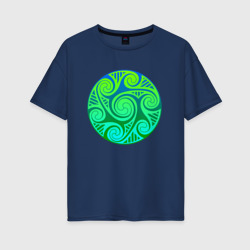 Зеленый кельтский узор – Женская футболка хлопок Oversize с принтом купить со скидкой в -16%