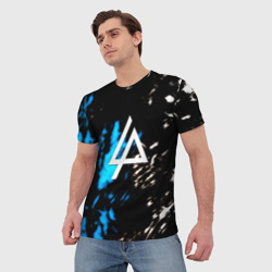 Мужская футболка 3D Linkin park холодные краски - фото 2