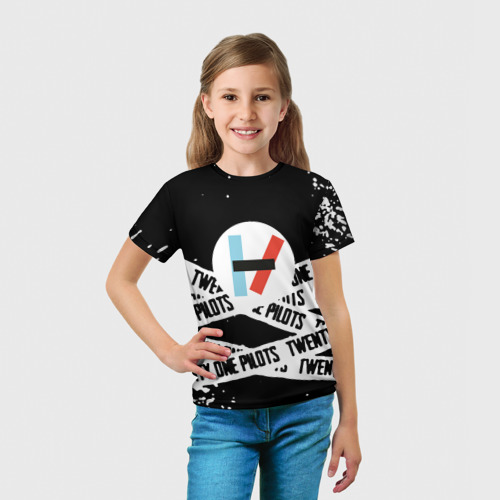 Детская футболка 3D Twenty one pilots stripes steel, цвет 3D печать - фото 5