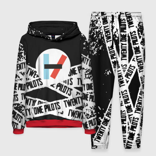 Мужской костюм с толстовкой 3D Twenty one pilots stripes steel, цвет красный