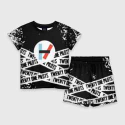 Детский костюм с шортами 3D Twenty one pilots stripes steel