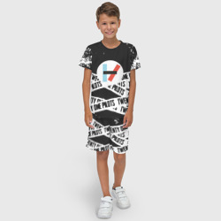 Детский костюм с шортами 3D Twenty one pilots stripes steel - фото 2