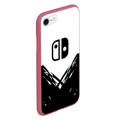 Чехол для iPhone 7/8 матовый с принтом Nintendo краски лого, вид сбоку #3
