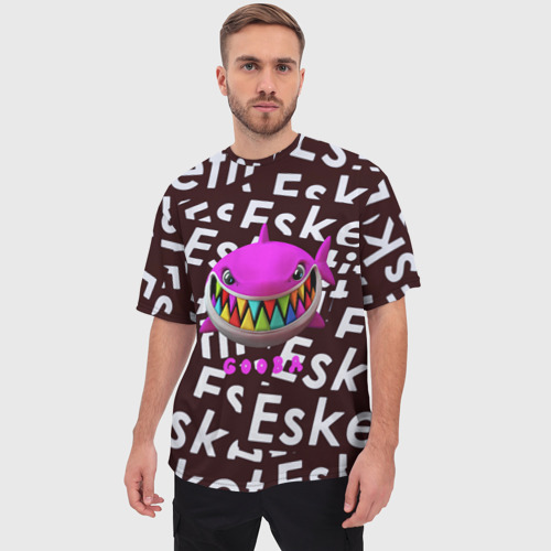 Мужская футболка oversize 3D Esskeetit logo pattern, цвет 3D печать - фото 3