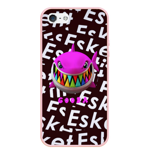 Чехол для iPhone 5/5S матовый Esskeetit logo pattern, цвет светло-розовый