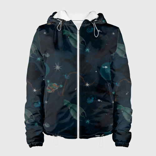 Женская куртка 3D Глубокий океан, цвет белый