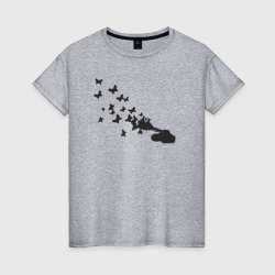Танк и бабочки – Женская футболка хлопок с принтом купить со скидкой в -20%