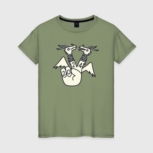 Женская футболка хлопок с принтом Peace dragons, вид спереди #2