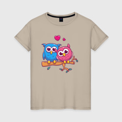 Влюблённые совята – Женская футболка хлопок с принтом купить со скидкой в -20%