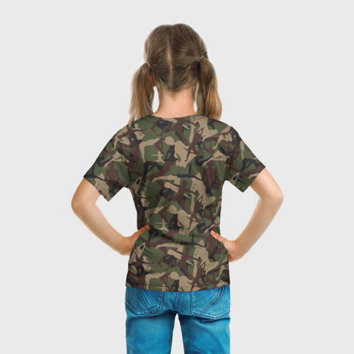 Детская футболка 3D с принтом Йога и гимнастика - камуфляж, вид сзади #2