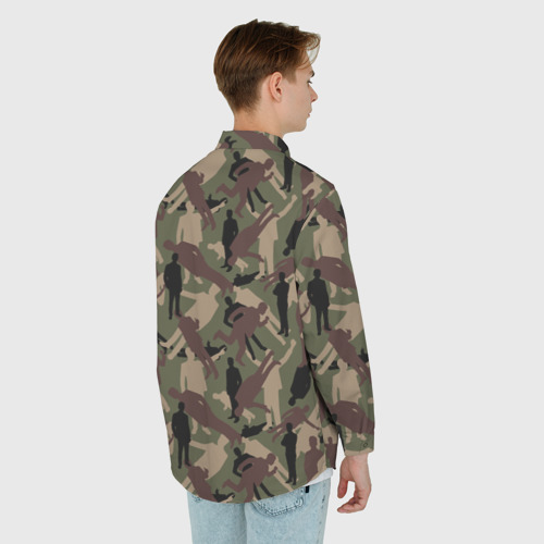 Мужская рубашка oversize 3D с принтом Бизнесмен - камуфляж, вид сзади #2