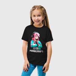 Детская футболка хлопок Minecraft девушка с розовыми волосами - фото 2