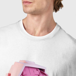 Футболка с принтом Minecraft девушка розовые волосы для мужчины, вид на модели спереди №4. Цвет основы: белый
