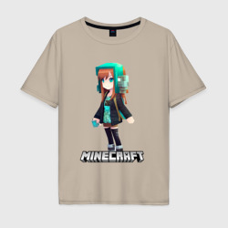 Мужская футболка хлопок Oversize Minecraft девушка в наушниках