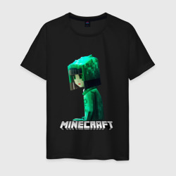 Minecraft девушка с зелеными волосами – Мужская футболка хлопок с принтом купить со скидкой в -20%
