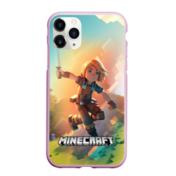 Чехол для iPhone 11 Pro Max матовый Персонаж Minecraft в атаке