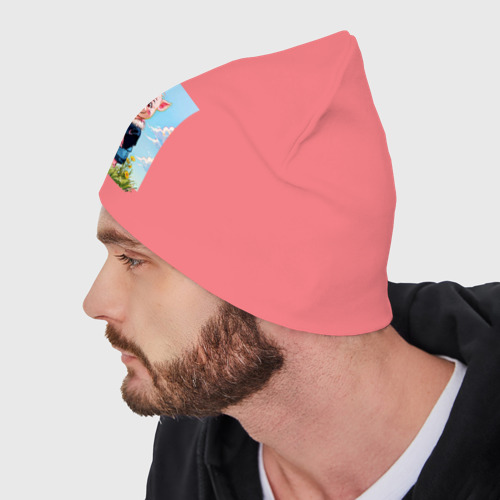 Мужская шапка демисезонная Поросёнок весной, цвет розовый - фото 4