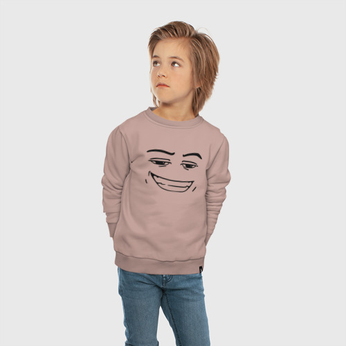 Детский свитшот хлопок с принтом Роблокс лицо улыбка, вид сбоку #3
